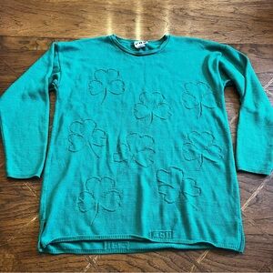 90’s St Patricks Day Green Cover Vintage Sweater 100% Cotton 3/4 Sleeve